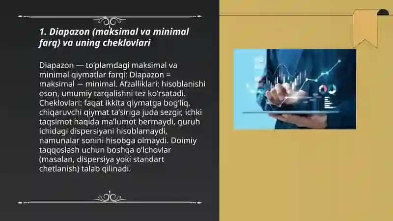 Variatsiyaning miqdoriy oʻlchovlari va standart chetlanishni talqin qilish 3