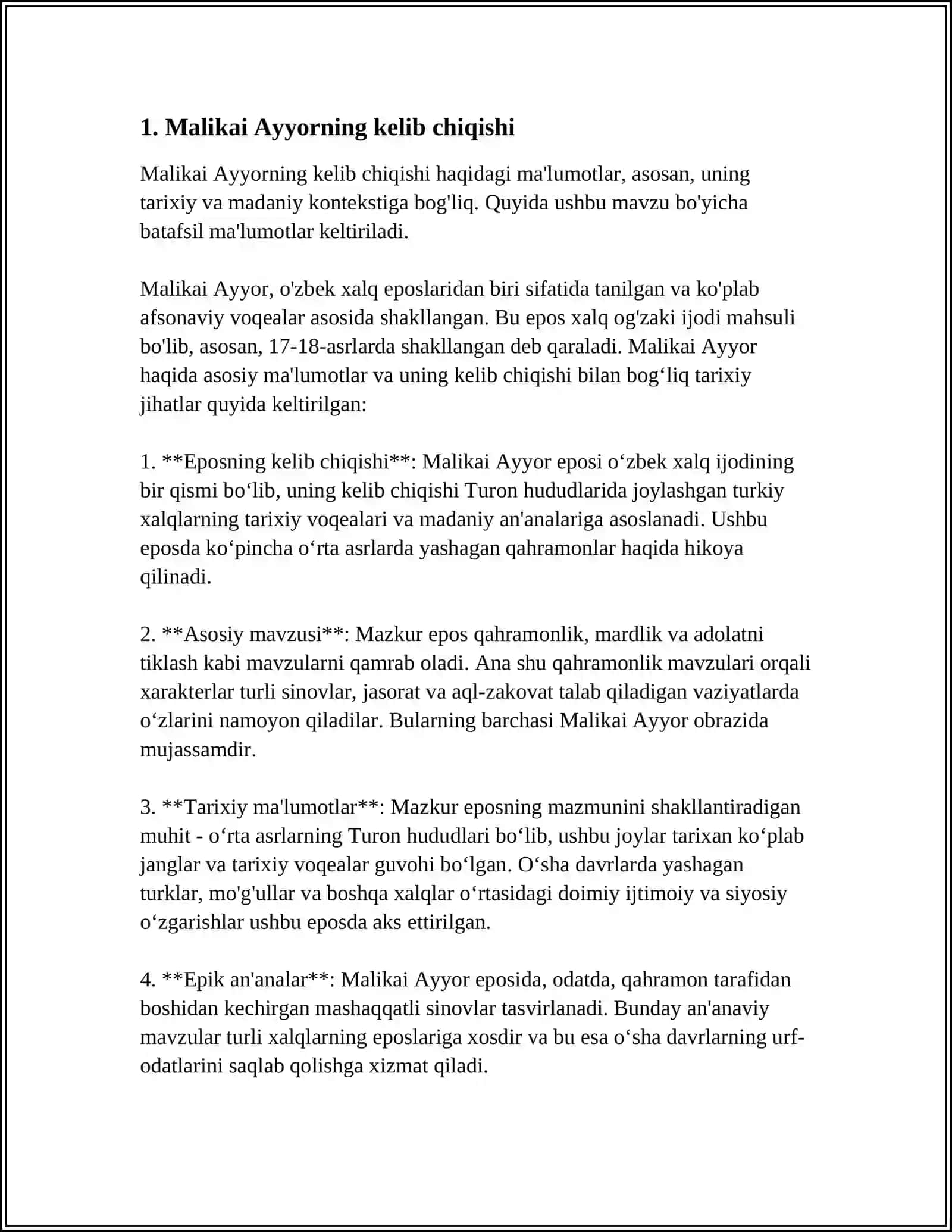,, MALIKAI AYYOR" DOSTONI TAHLILI 3