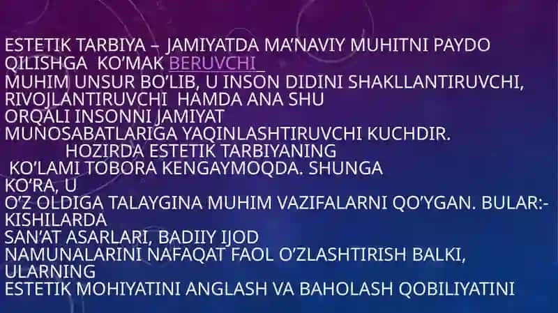 Estetik tarbiyaning turlari va yonalishlari 3