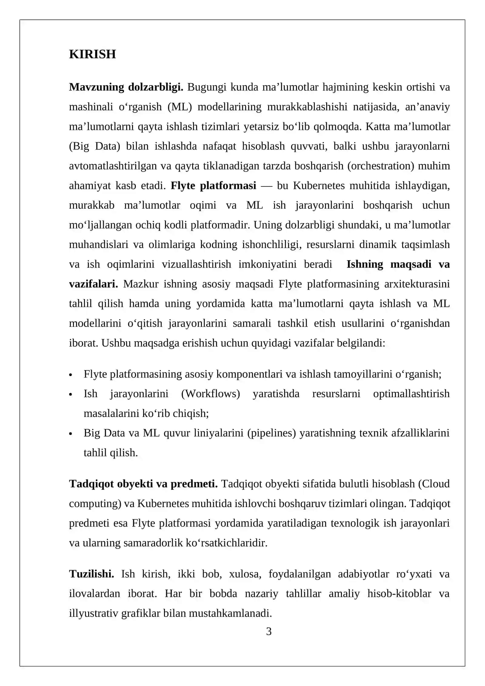 Flyte yordamida katta ma’lumotlar va mashinali o‘rganish ish jarayonlarini yaratish va boshqarish 3