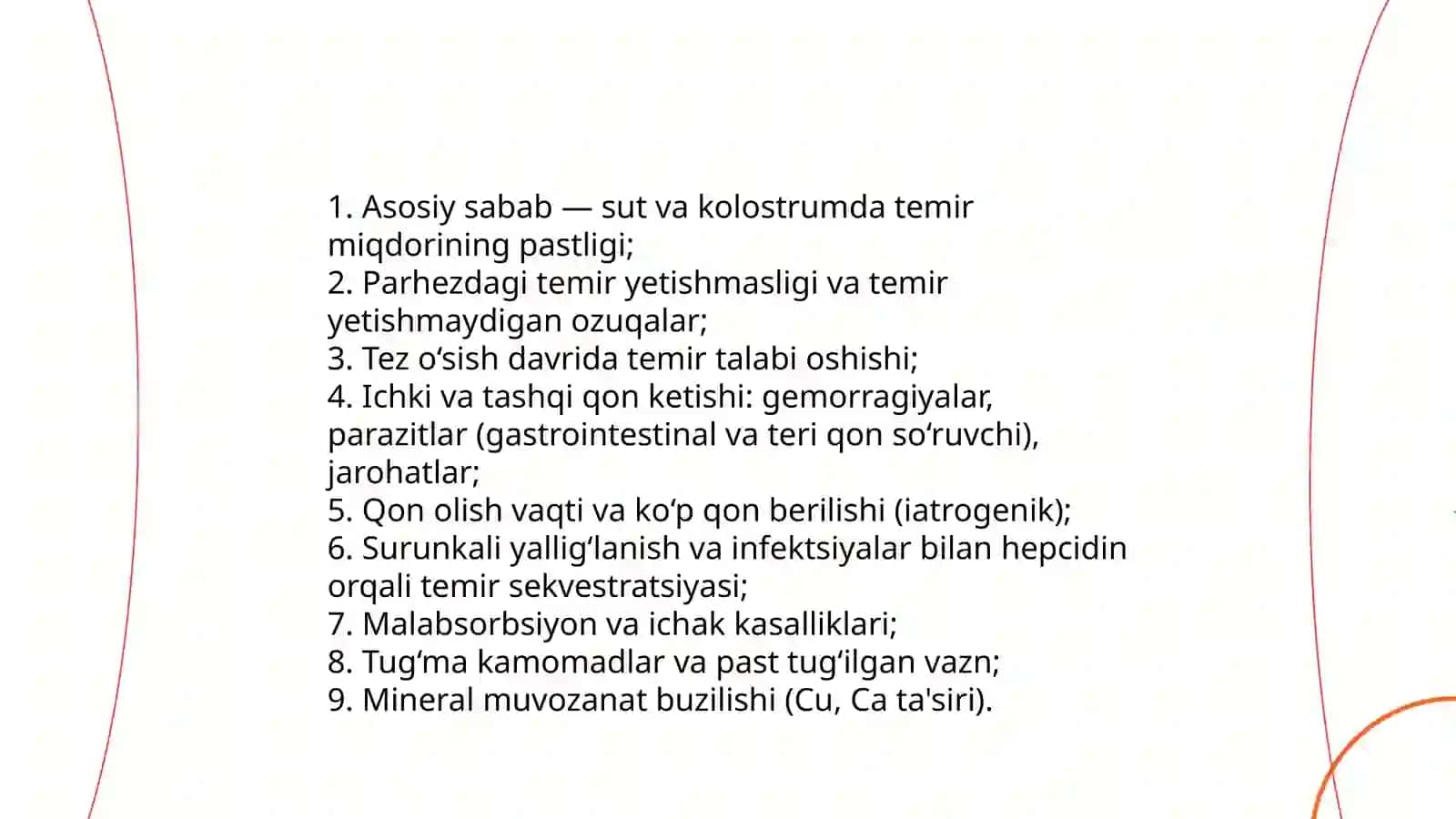 Bollarda animiyalar temir oqsil vitaminlar yetishmovchiligi animiyalar etyalogiyasi patagrnezi 3