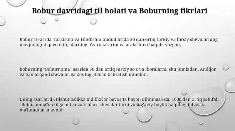 Boburning tilshunoslikka oid qarashlari 3