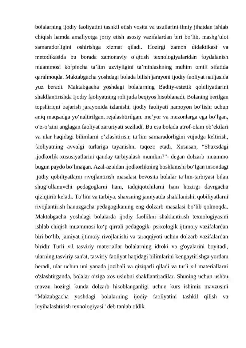 MAKTABGACHA YOSHDAGI BOLALARDA TASVIRIY QOBILYAT VA IJODKORLIKNI RIVOJLANTIRISH 3