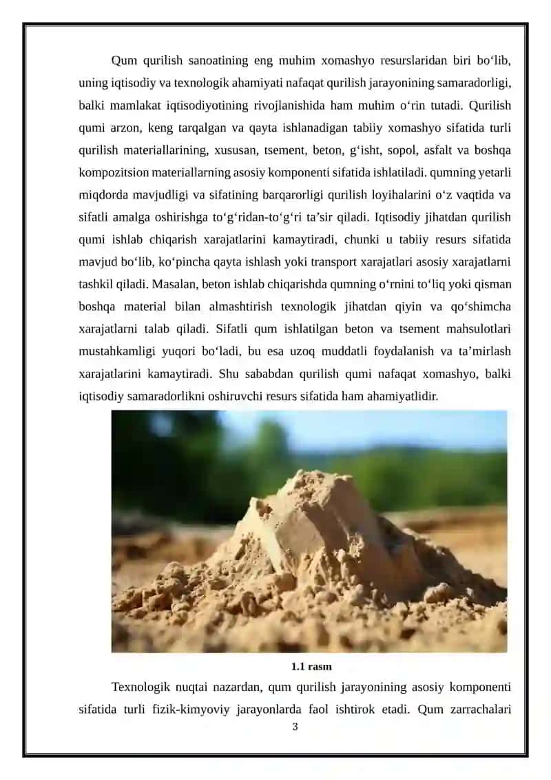 Qurilish qumining menerologik tarkibi va uning qurilish materiallari bilan o'zaro ta'siri 3