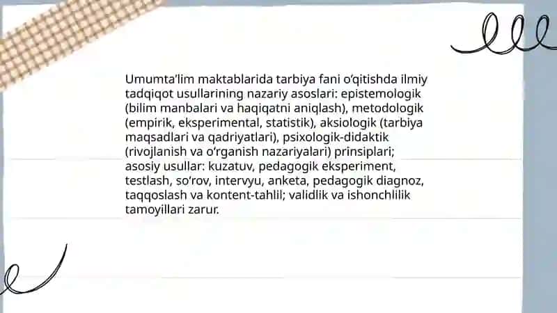 Umum talim maktablarida tarbiya fanini oqitishda ilmiy tadqiqot usullaridan foydalanish 3