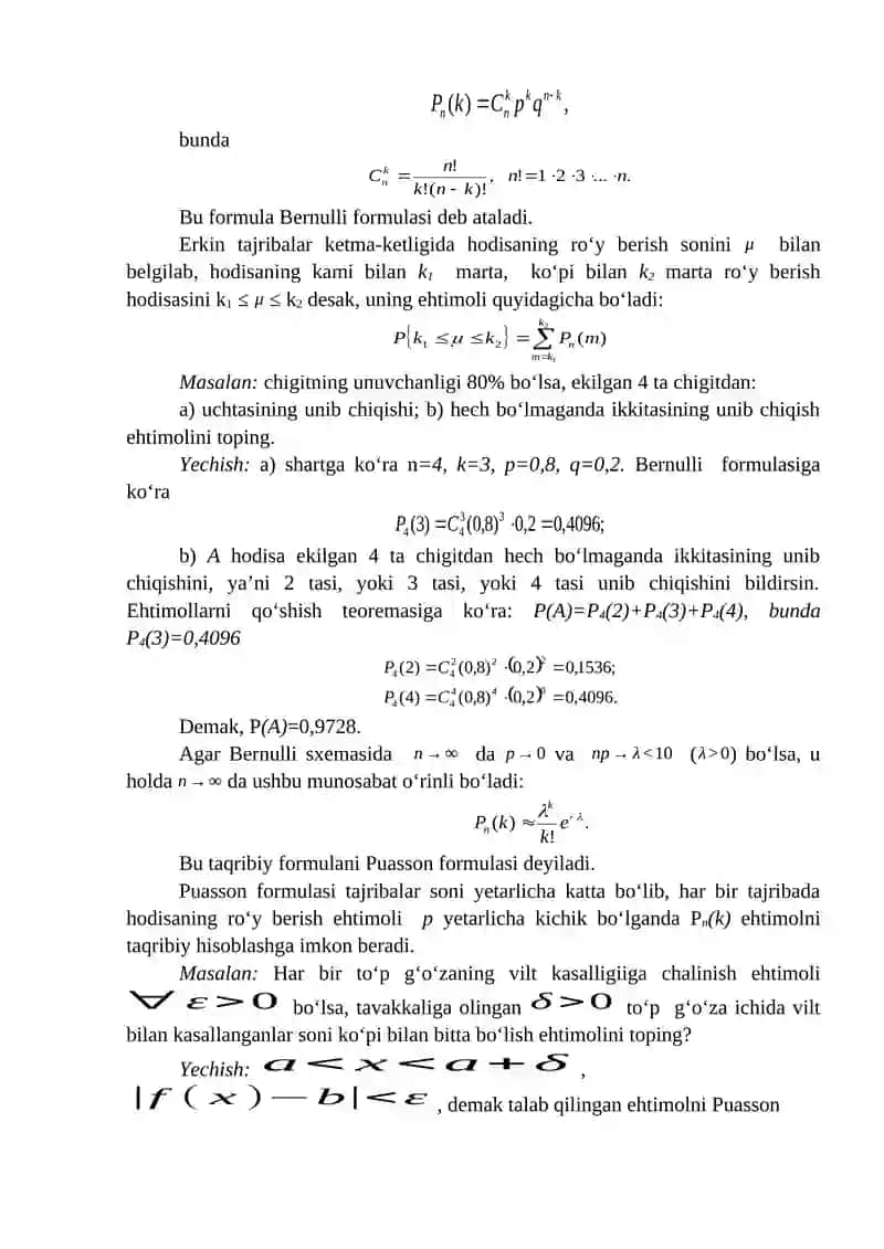 EKONOMETRIKADA EHTIMOLLAR NAZARIYASI VA MATEMATIK STATISTIKA 3