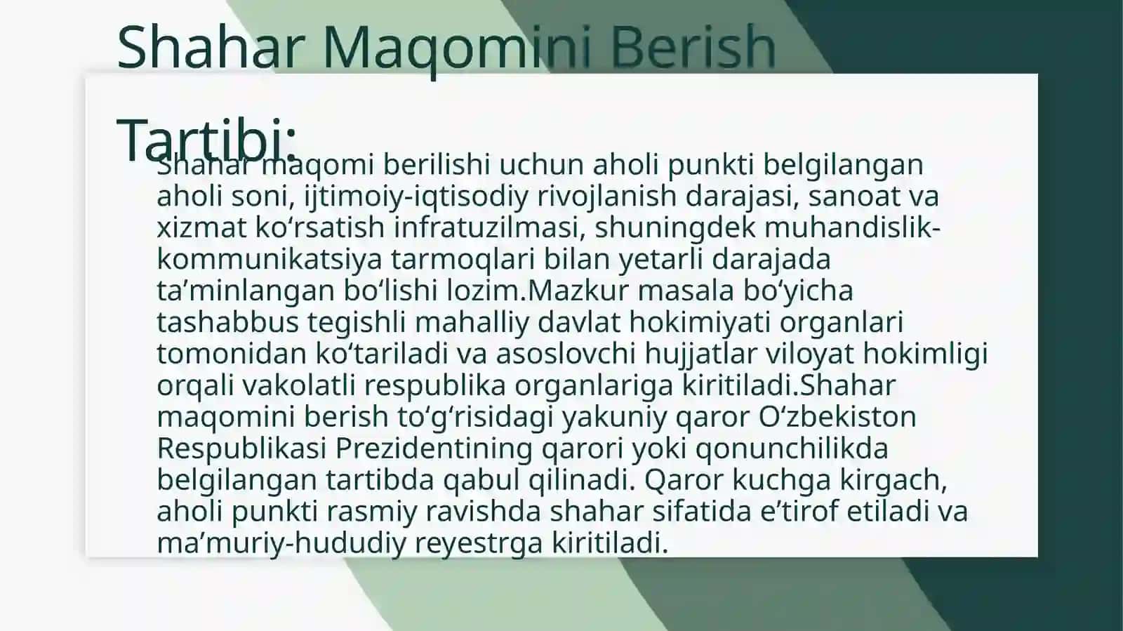 Shahar maqomini berish tartibi 3