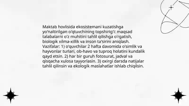 Ekologik madaniyatni shakllantirishda o'qtuvchining kuzatishga yo'naltirilgan topshiriqlari 3
