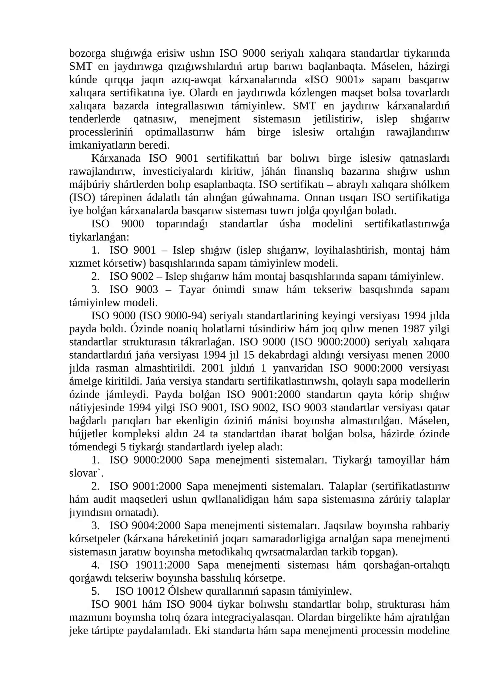 Ekspert – auditorlar. Xalíqara ISO 9000 SERIYaSIDAGI STANDARTLAR 3