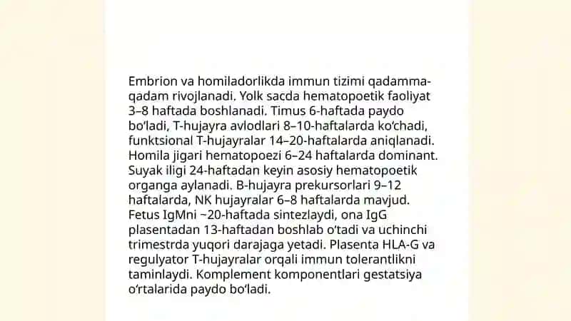 Immun tizimining rivojlanishi va yoshga bogʻliq oʻzgarishlar 3