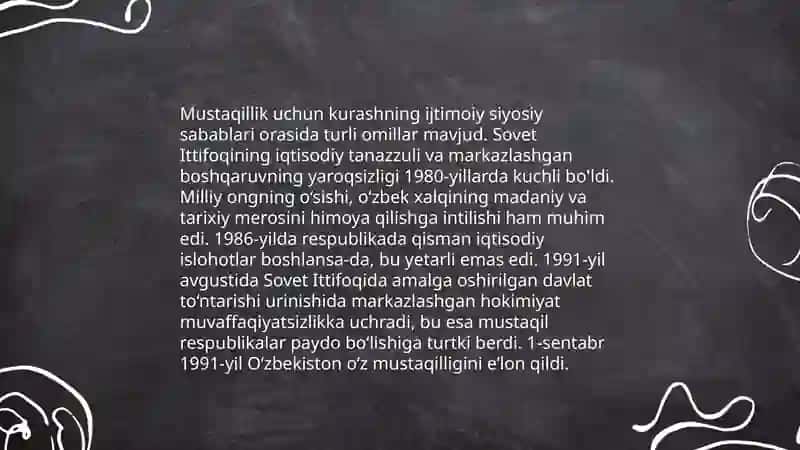 Mustaqillikka erishish arafasida o'zbeskitondagi ijtimoiy siyosiy jarayonlari 3