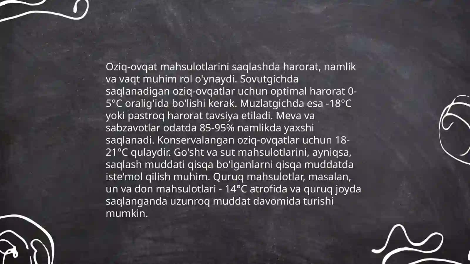 Oziq ovqat mahsulotlarini saqlashga Va uzatilishiga qo'yiladigan gigienik talablar 3
