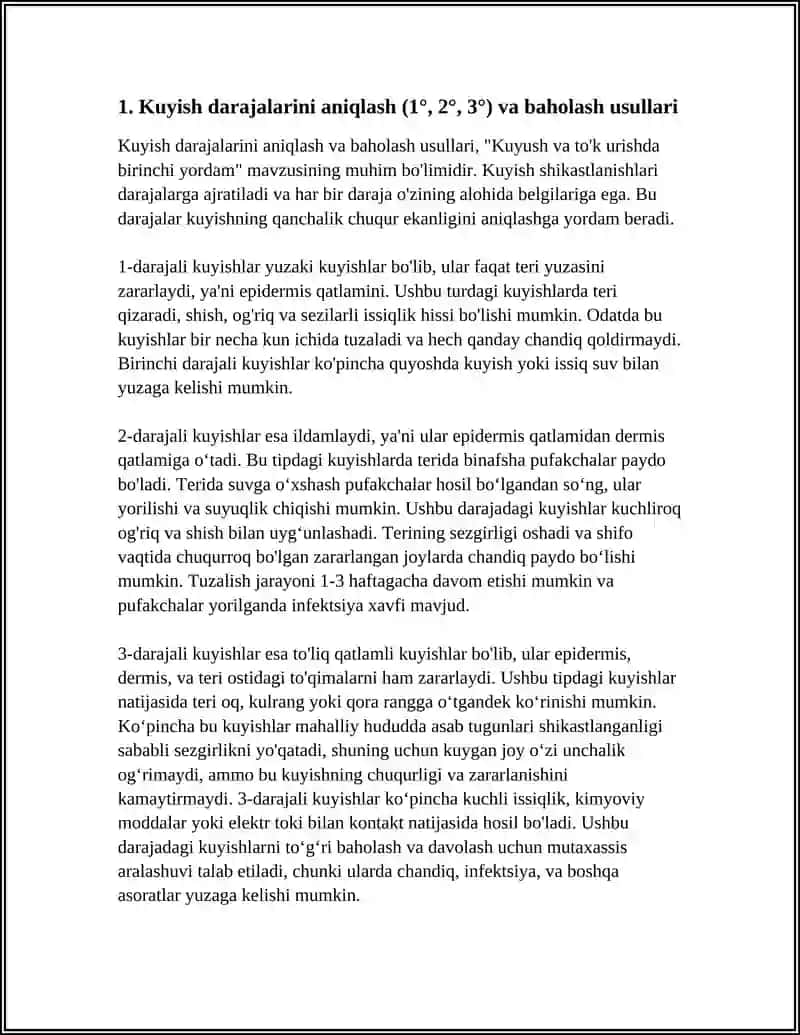 KUYUSH VA TO'K URISHDA BIRINCHI YORDAM 3