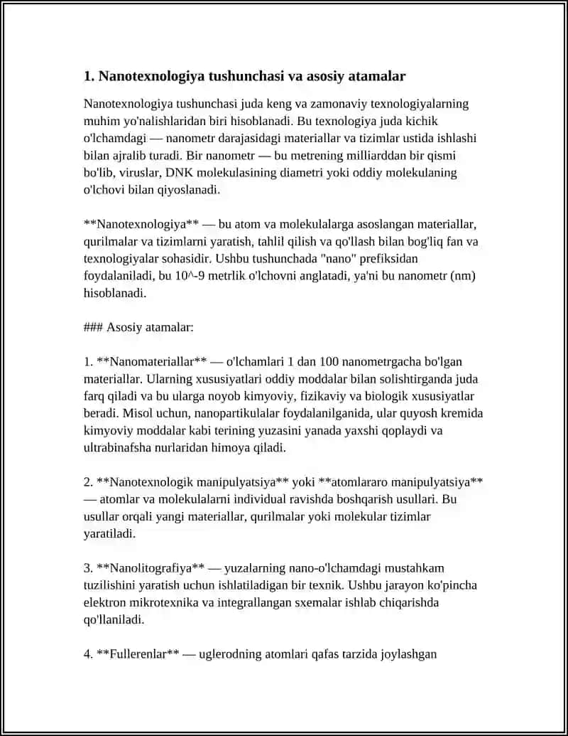 NANOTEXNOLOGIYALAR HAQIDA UMUMIY MA'LUMOT BERISH 3