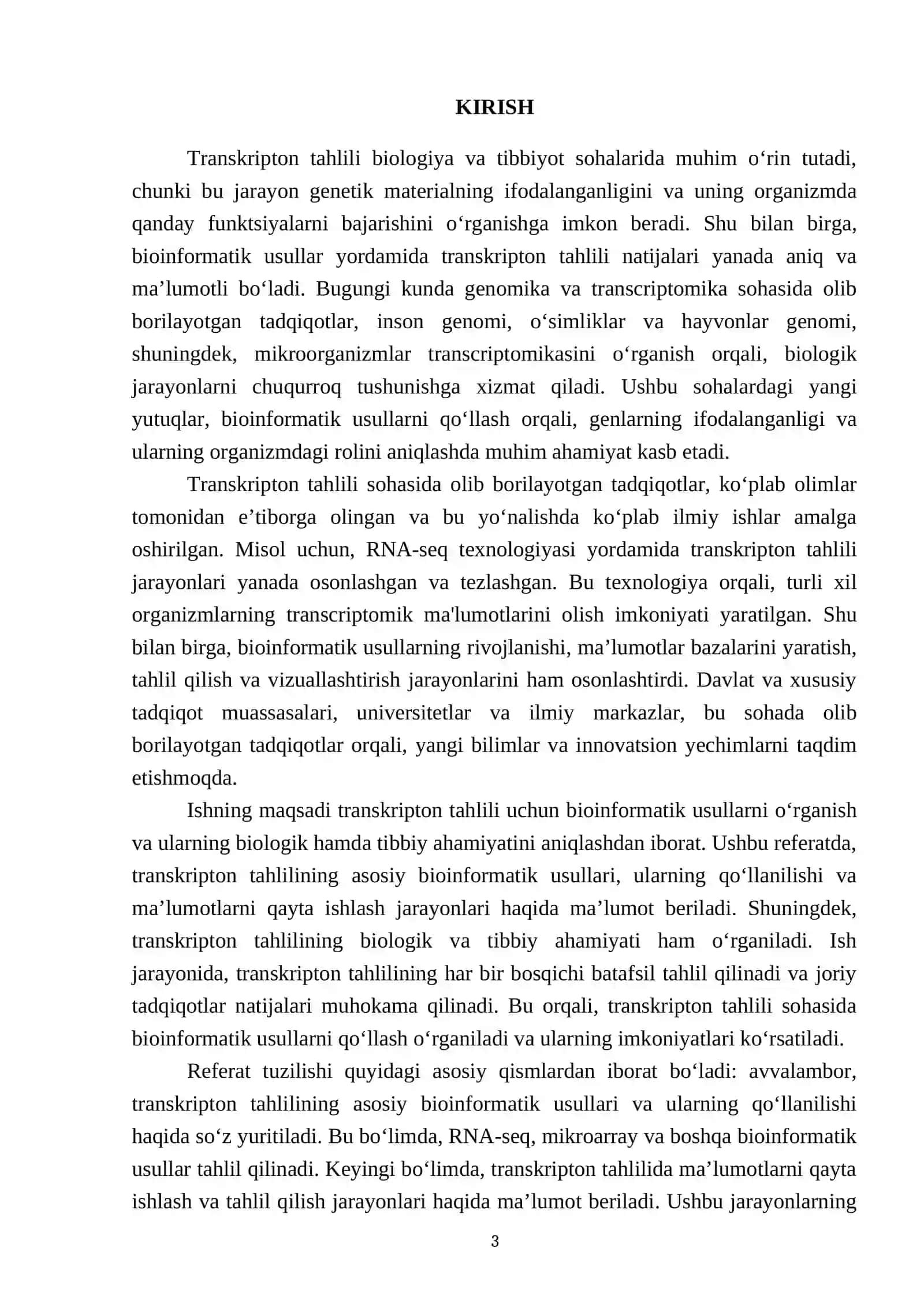 Transkripton tahlili uchun bioinformatik usullar 3