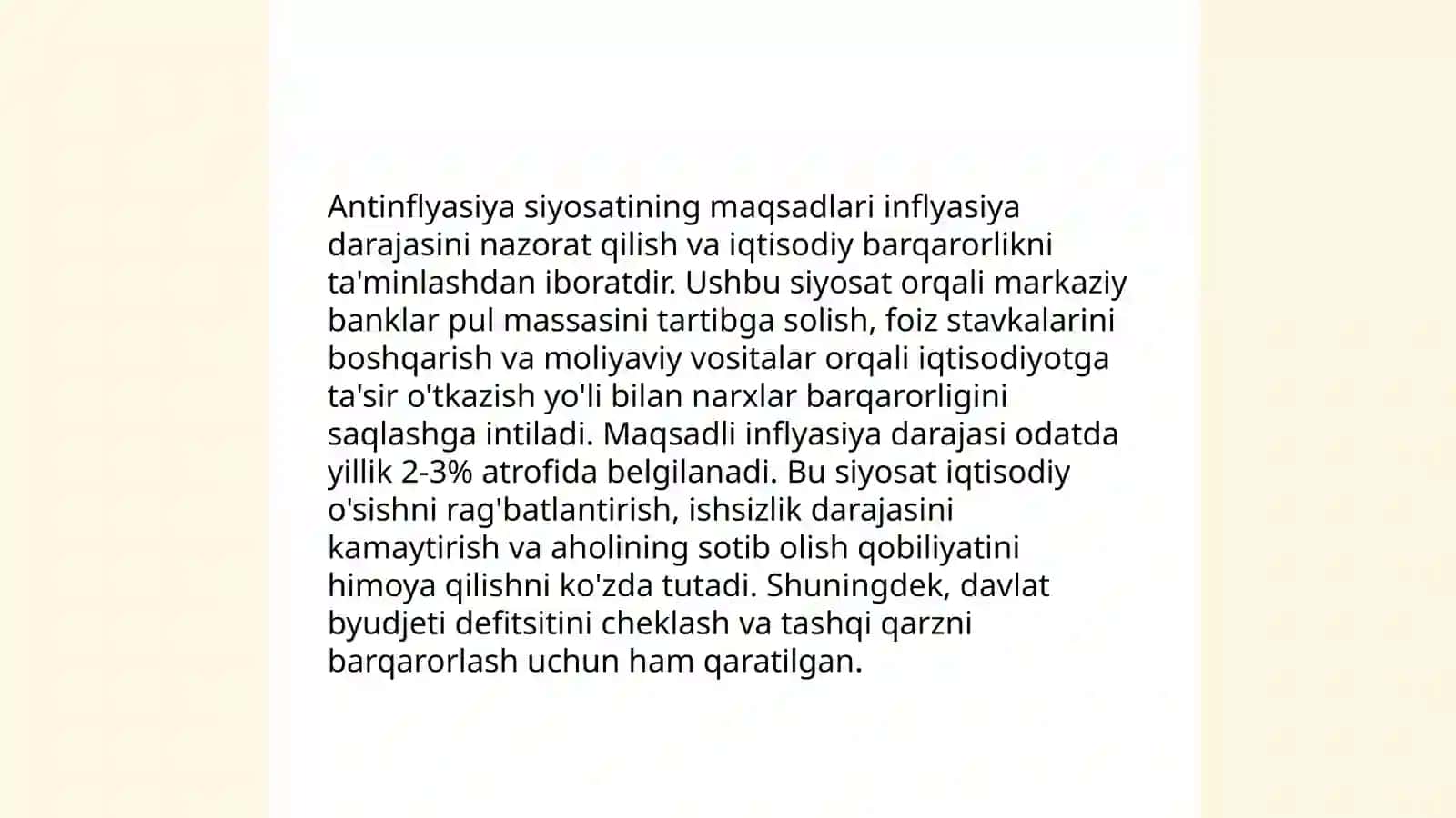 Antinflyasiya siyosati va uni amalga oshirish xususiyatlari 3