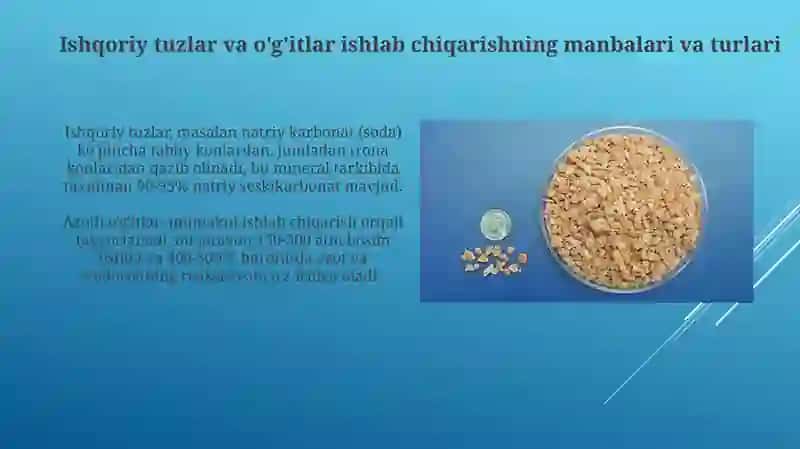 Ishqoriy tuzlar va o'g'itlar ishlab chiqarish 3