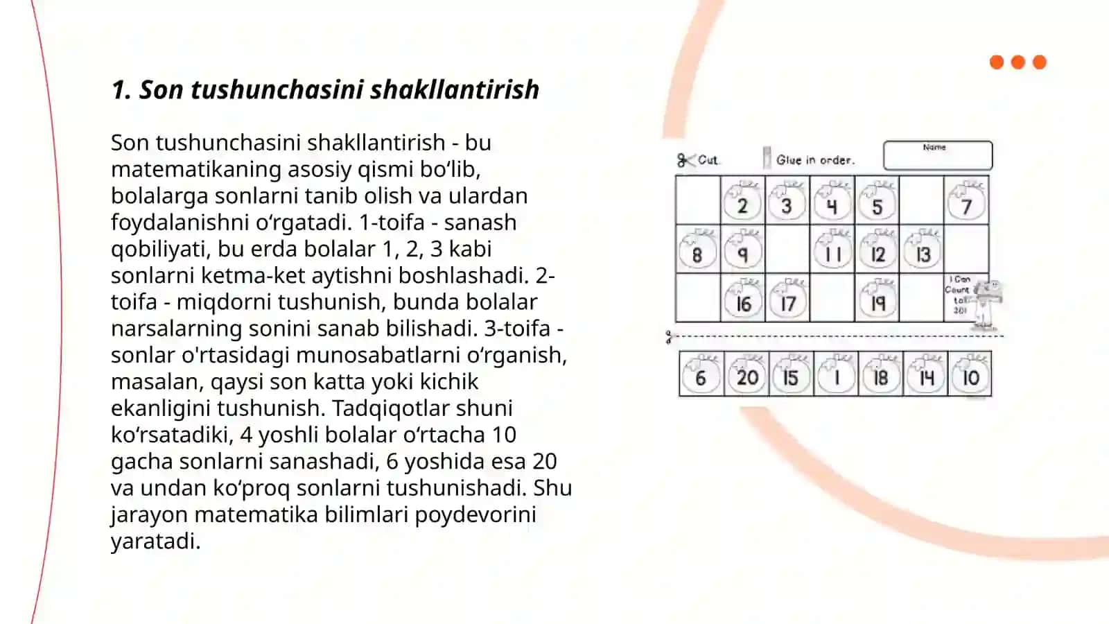Bolalarda elementar matematik tasavvurlarni shakllantirish usullari 3