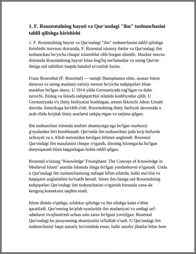 “F. ROUZENTAL QUR’ONDA “ILM” TUSHUNCHASINI TAHLIL QILGAN OLIM” 3