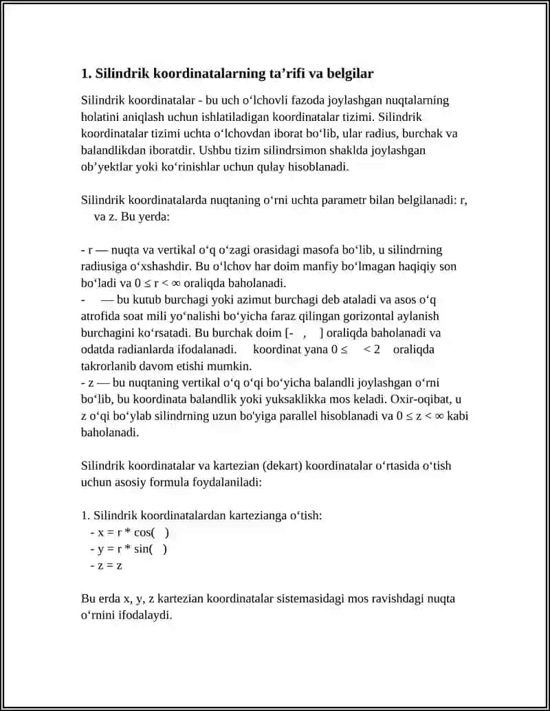SILINDRIK VA SFERIK KOORDINATALAR 3