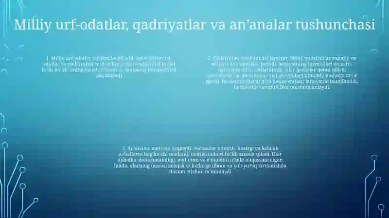 Mustaqillik Yillarida OʻZbekistonda Milliy Urf-Odat, Qadriyatlar Va AnʼAnalarning Qayta Tiklanishi 3
