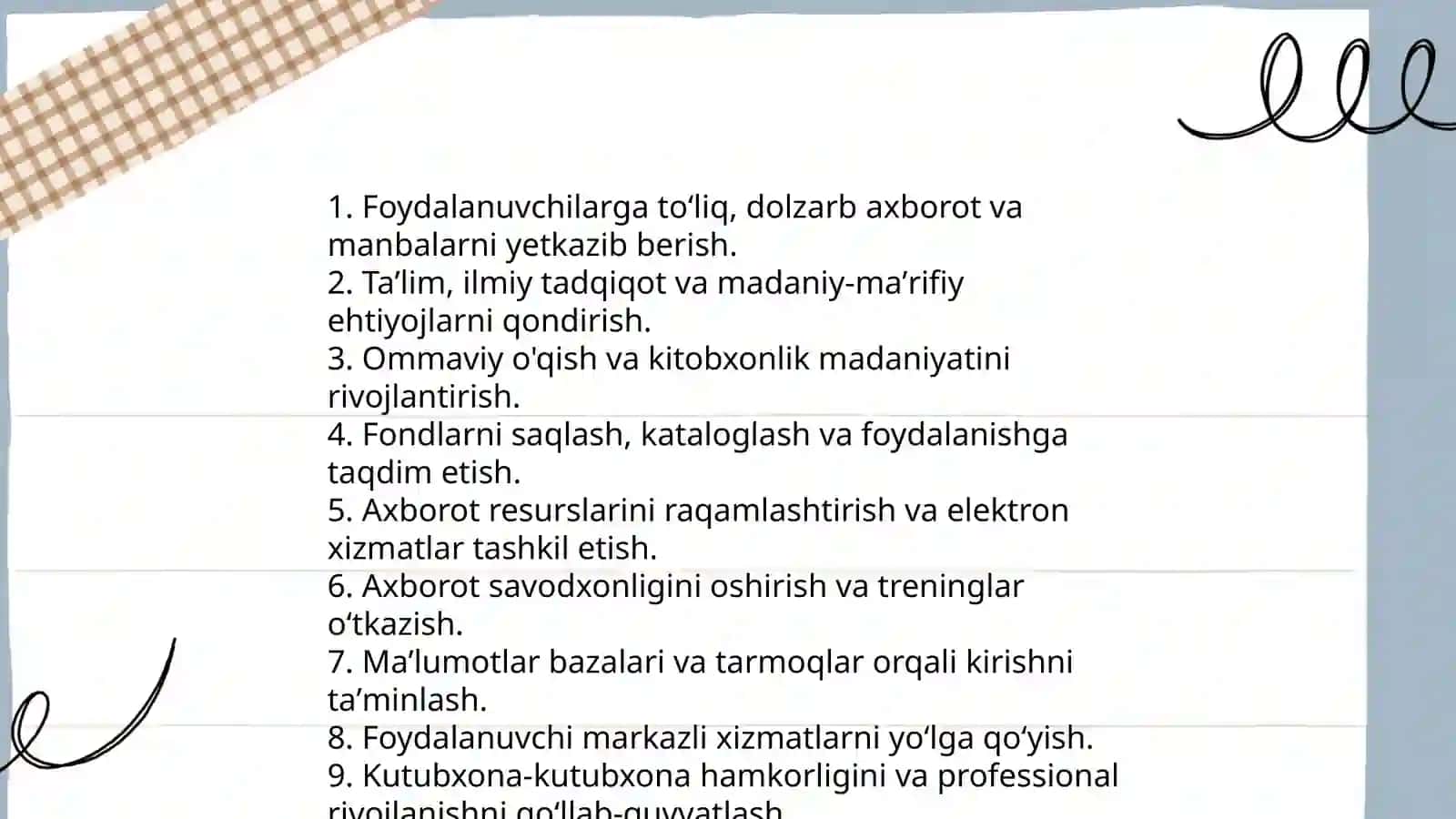 Kutubxona - axborot xizmatiga koʻrsatishning maqsad va vazifalari 3