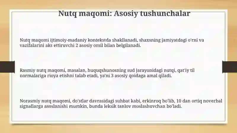 Nutq maqomi: Asosiy tushunchalar 3