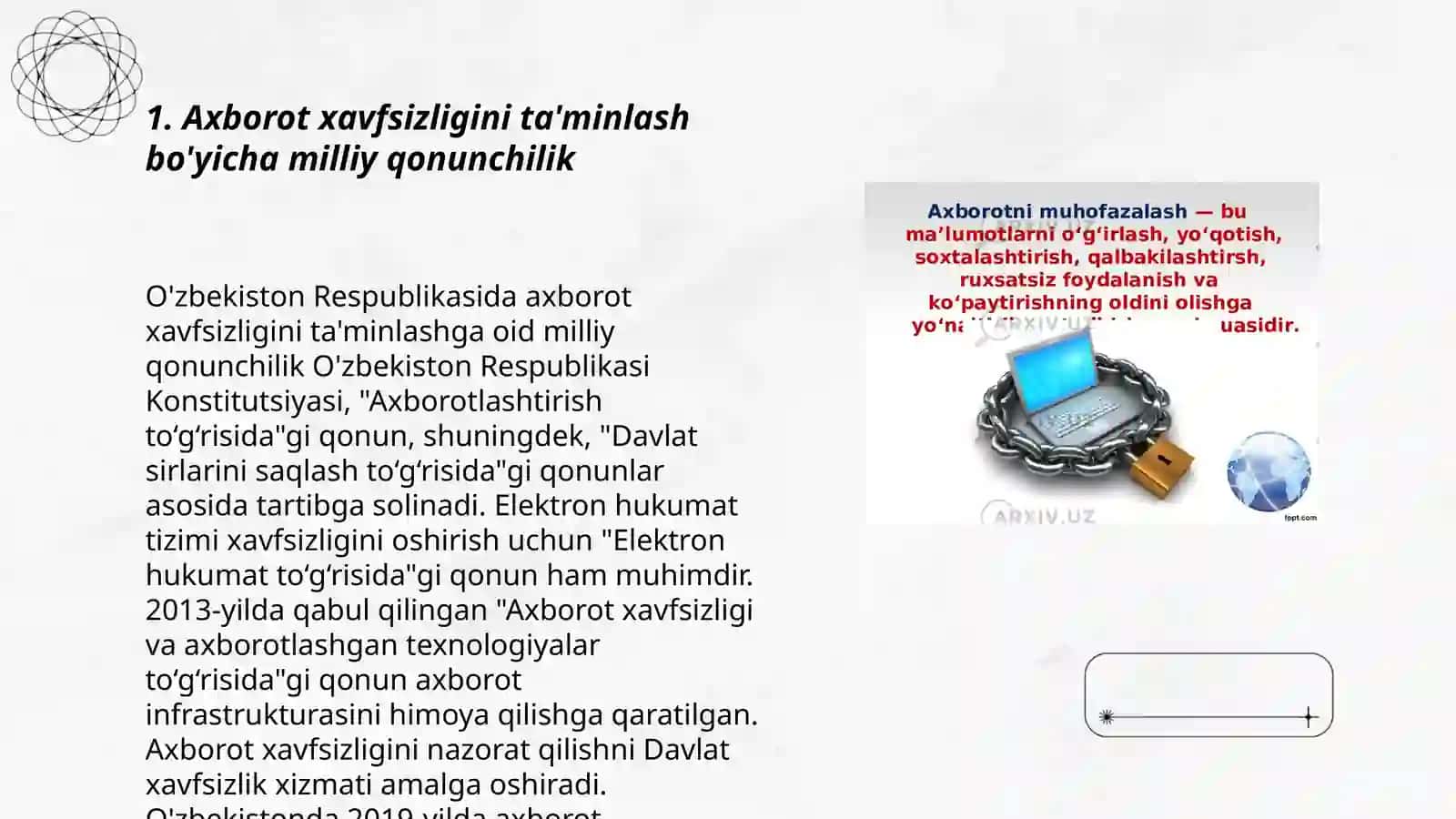 Axborot xavfsizligini ta'minlash qonunchiligi 3
