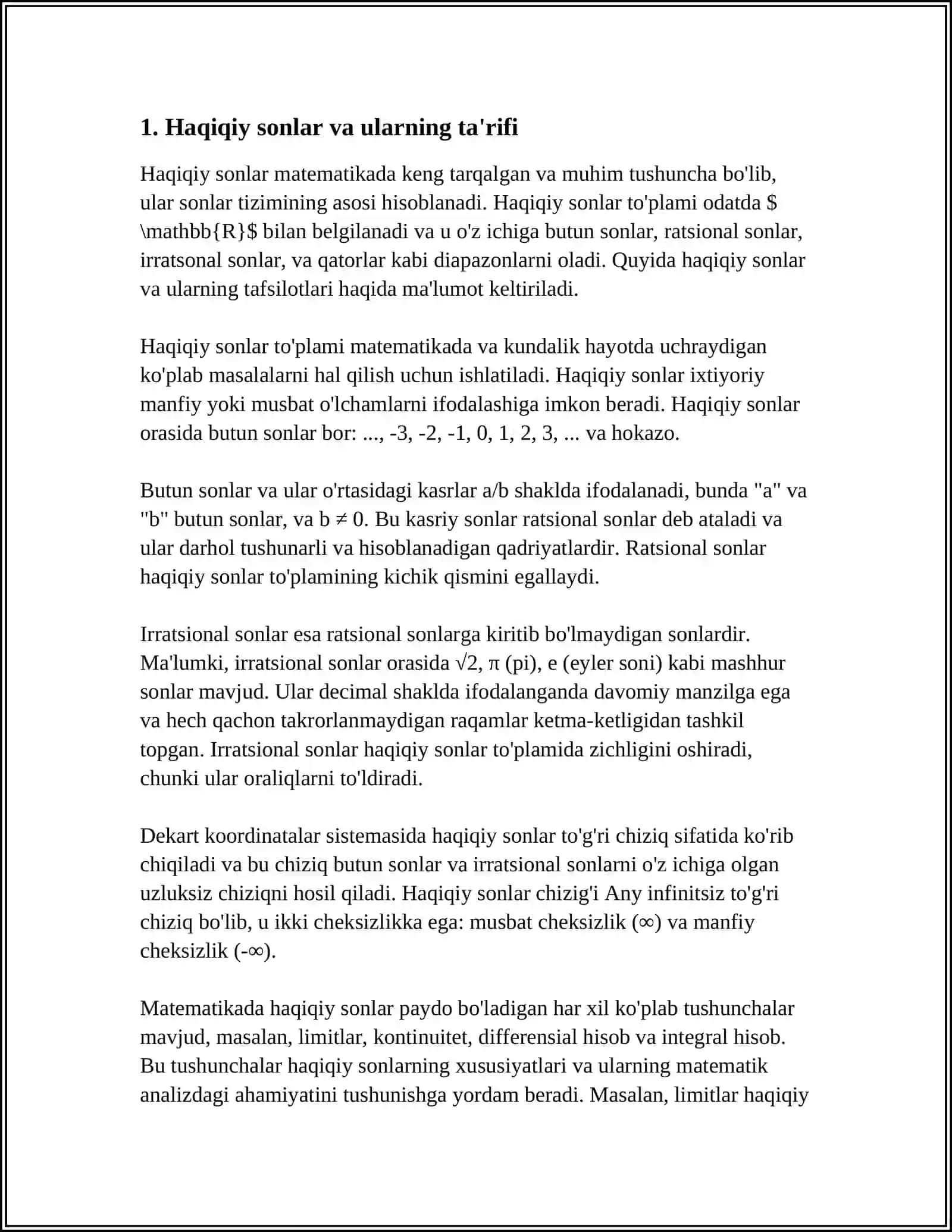 HAQIQIY SONLAR TO'PLAMI VA ULARNING XOSSALARI.HAQIQIY SONLAR USTUDA AMALLAR 3