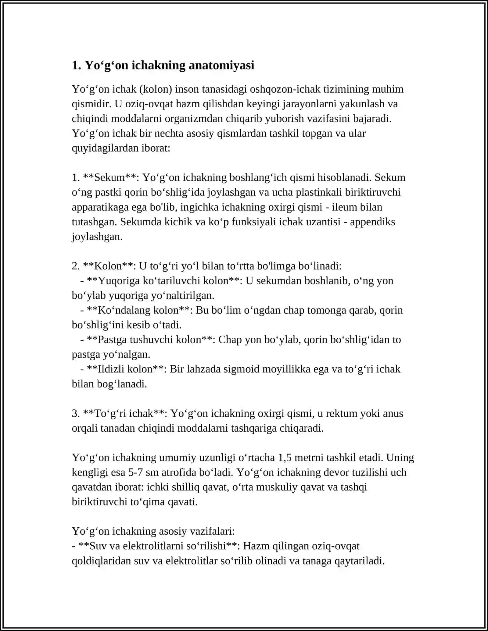 Yoʻgʻon ichakning anatomiyasi 3