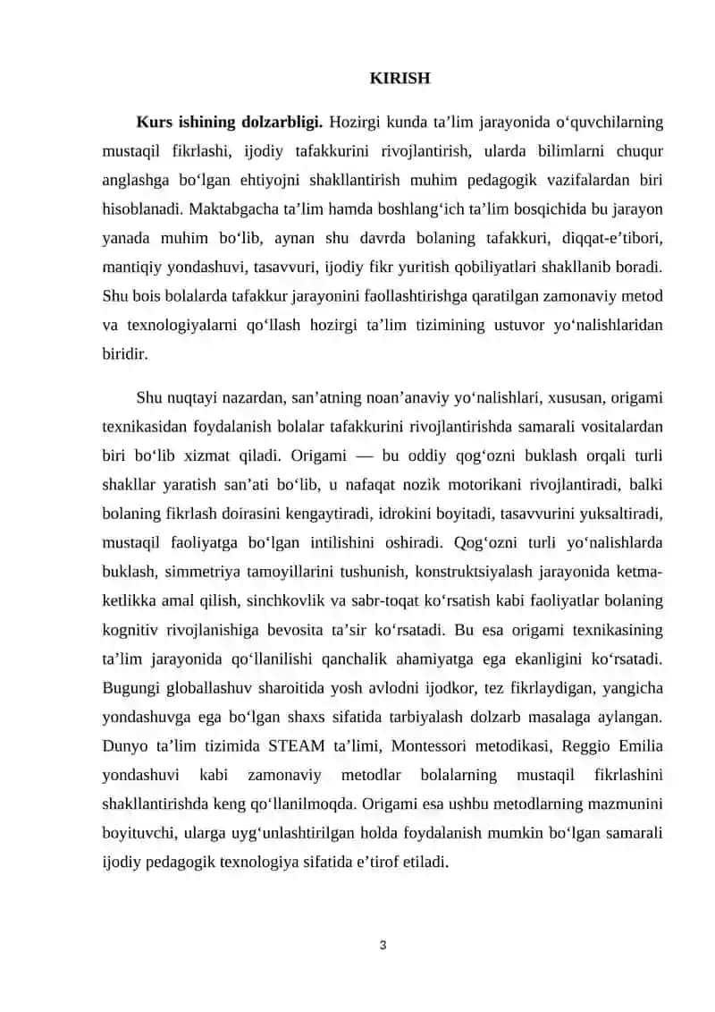 Origami texnikasi yordamida tafakkurni o‘stirish 3