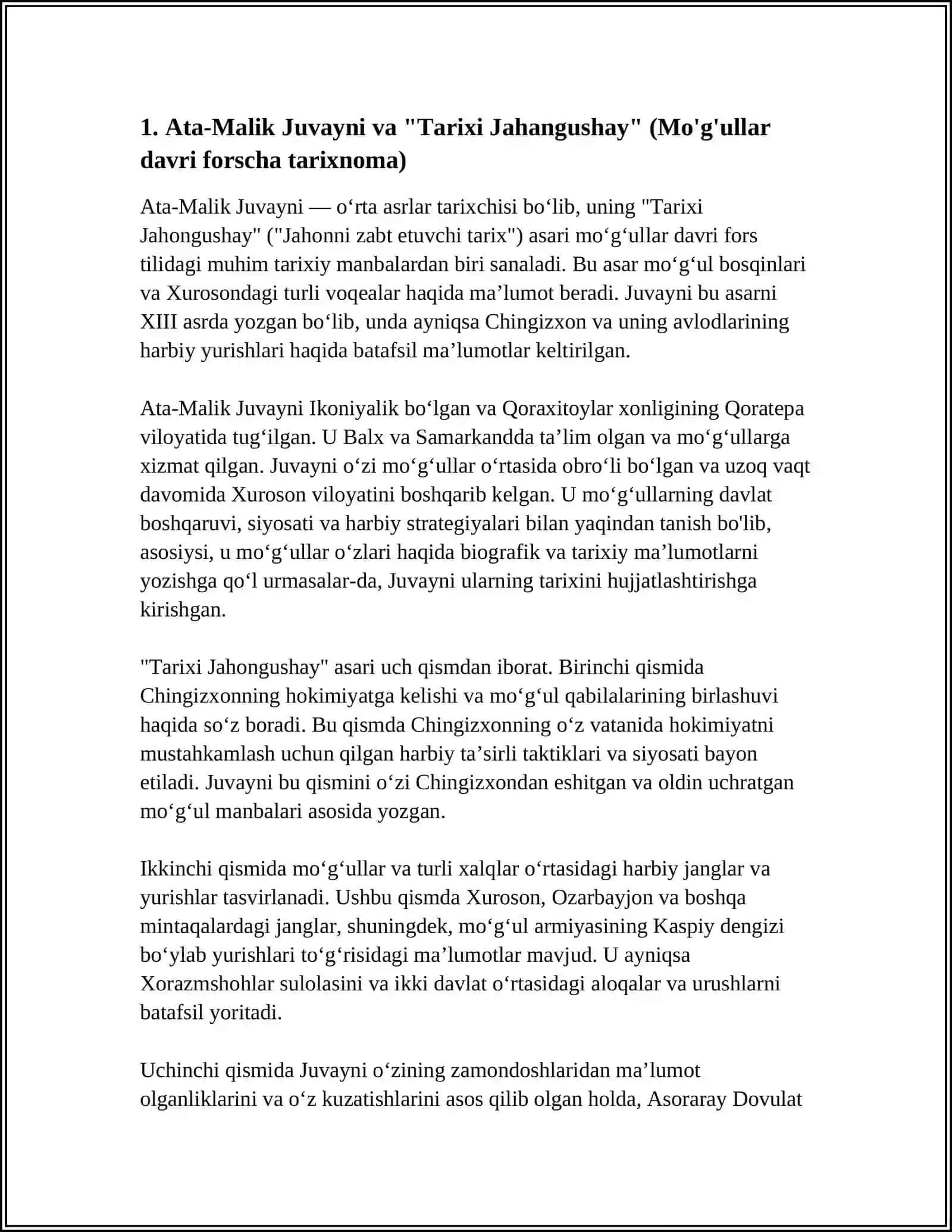 MOʻGʻULLAR DAVRI FORS VA ARAB TILLARIDAGI ASARLAR 3