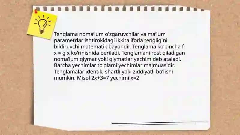 Matematikada tenglamalar tushunchasi 3