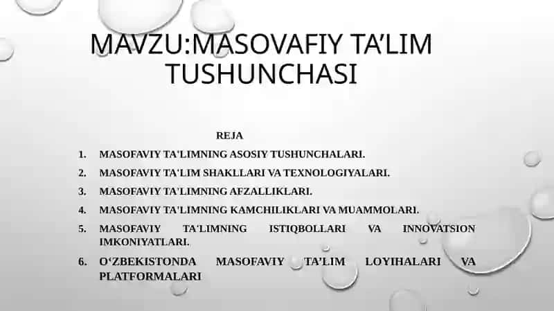 Mustaqilish Mavzu: Masofaviy Ta’lim Tushunchasi 3