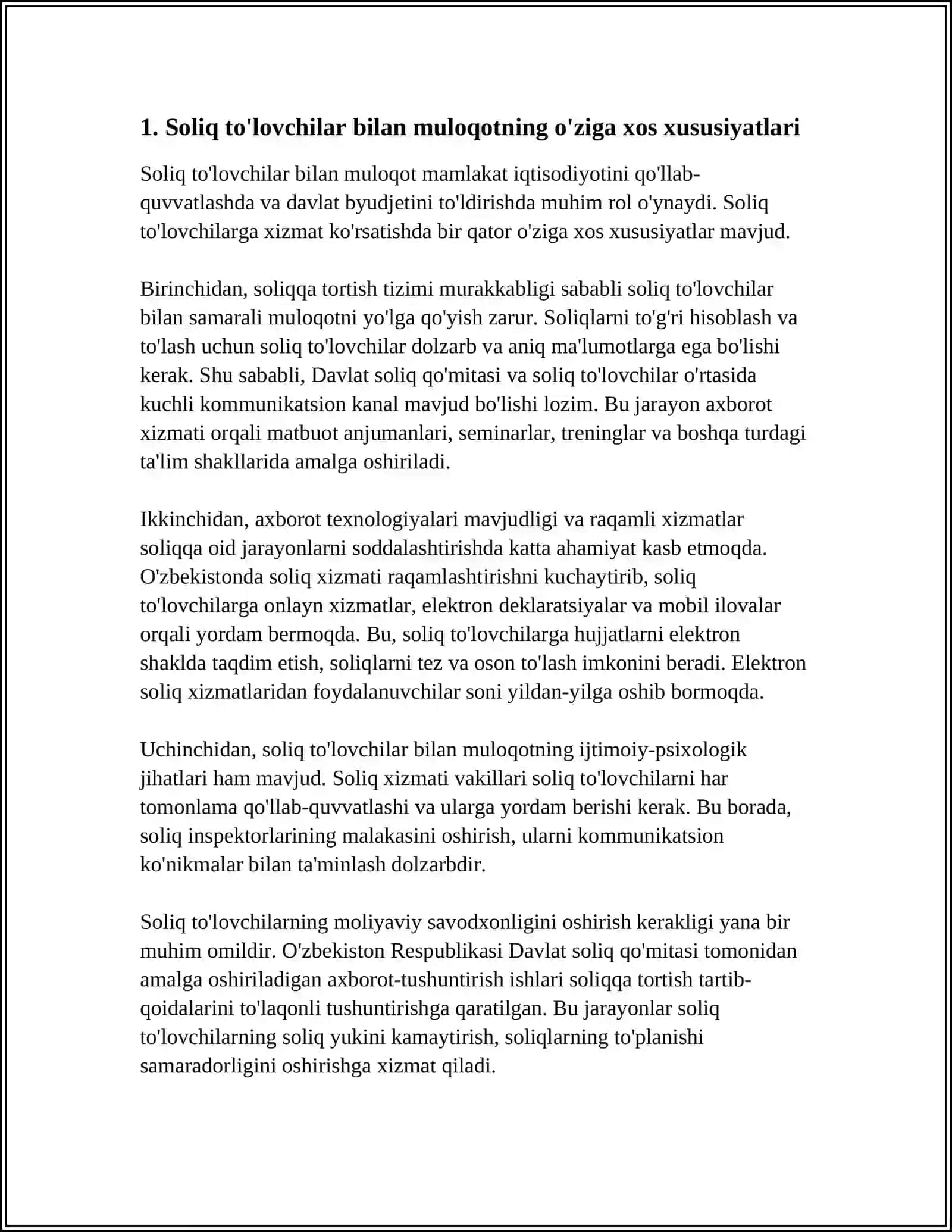 SOLIQ TO'LOVCHILAR BILAN ISH TASHKIL QILISHNING XUSUSIYATLARI 3