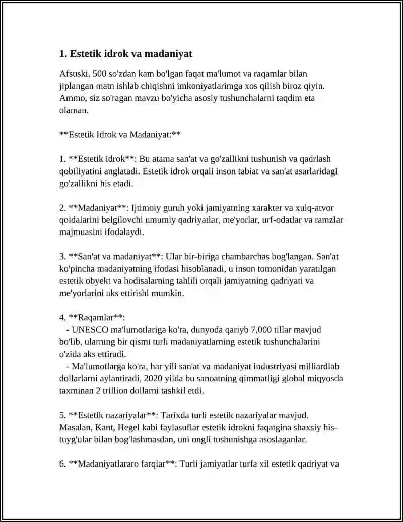 Estetik Idrok va Madaniyat 3