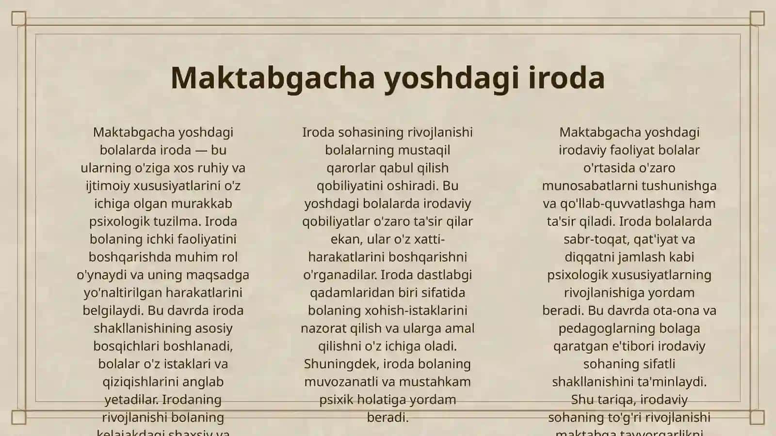 MAKTABGACHA TARBIYA DAVRIDA BOLANING IRODAVIY SOHASINING PSIXODIAGNOSTIKASI 3