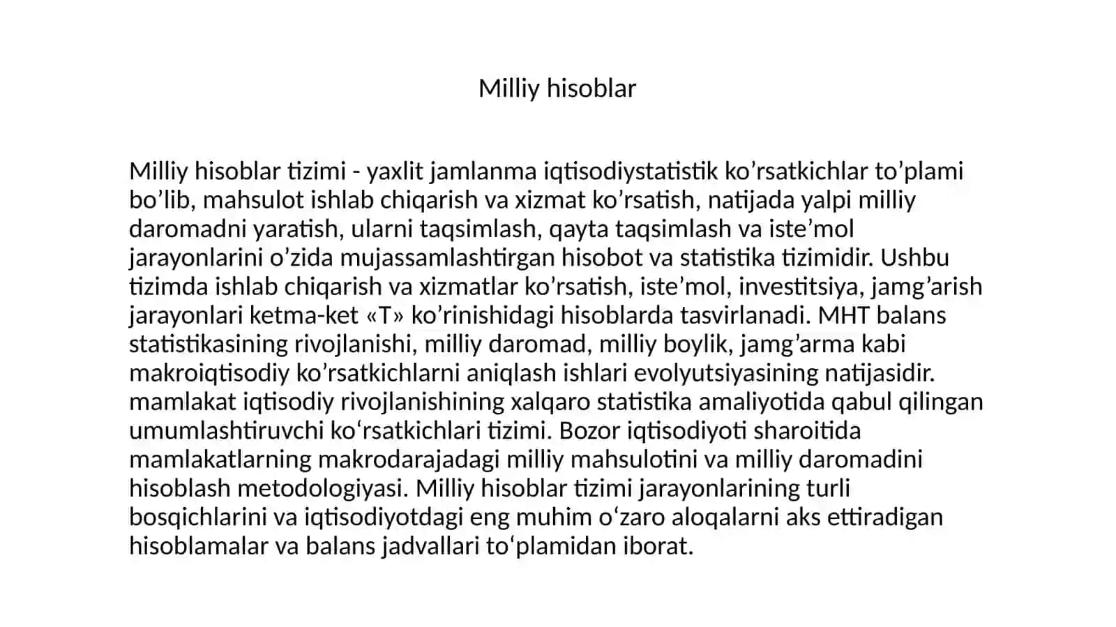 Milliy hisoblar tizimining asosiy iqtisodiy ko’rsatkichlari 3