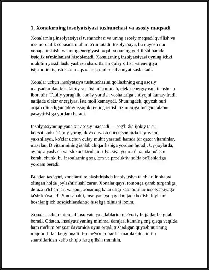 Xonalarning Insolyatsiyasi 3