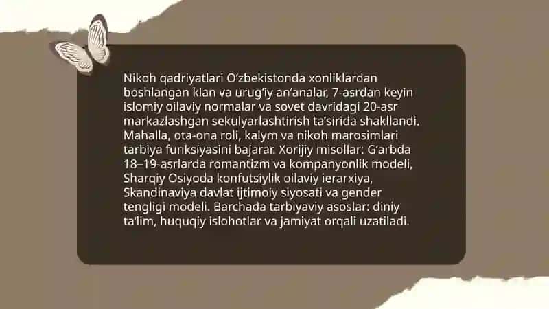 Nikoh qadriyatlar va xorijiy tajribalardagi tarbiyaviy asoslar 3