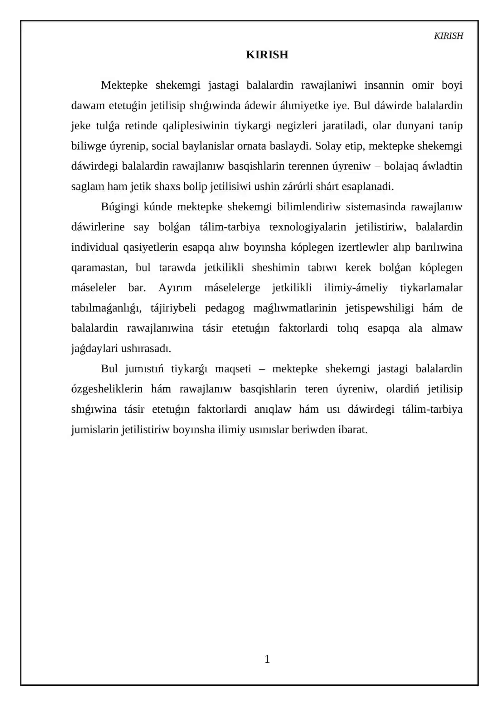 Mektepke shekemgi jastagi balalardin rawajlaniw basqishlari 3