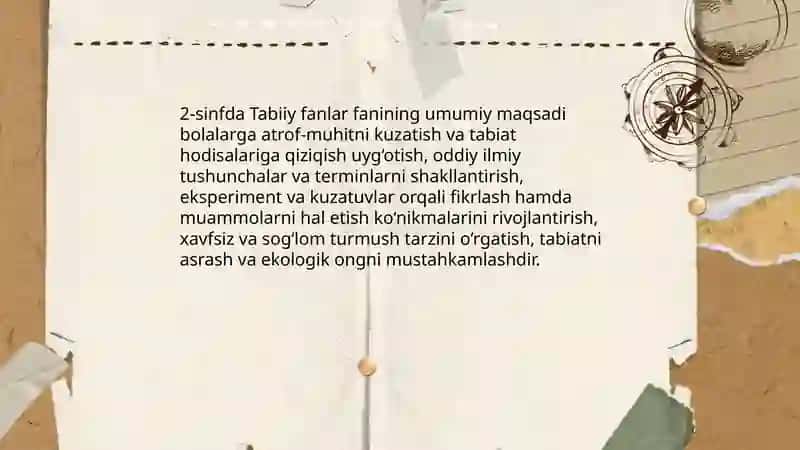 2-sinfda "Tabiiy fanlar"fanining maqsad va vazifalari 3