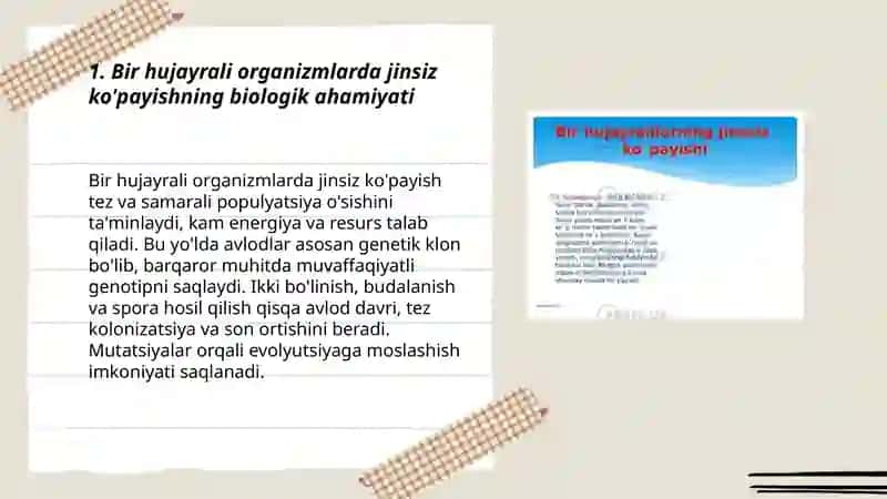 Jinsiz va jinsiy kopayishning biologik ahamyati 3