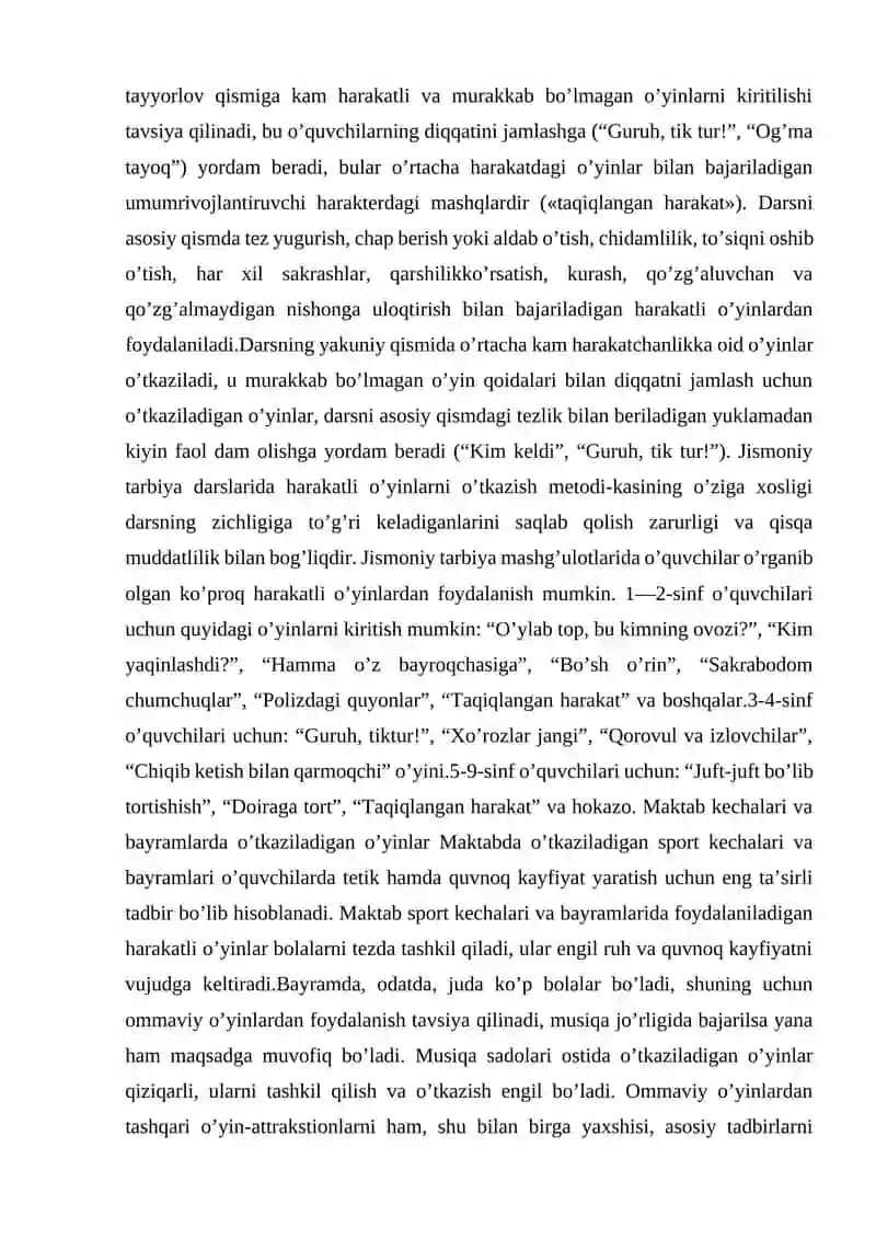 Harakatli o'yinlar maktabda 3