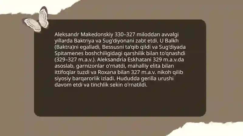Aleksandr Makedonskiyning órta Osiyoga harbiy yurishlari 3