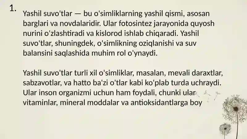 Yashil Suvo'tlar 3