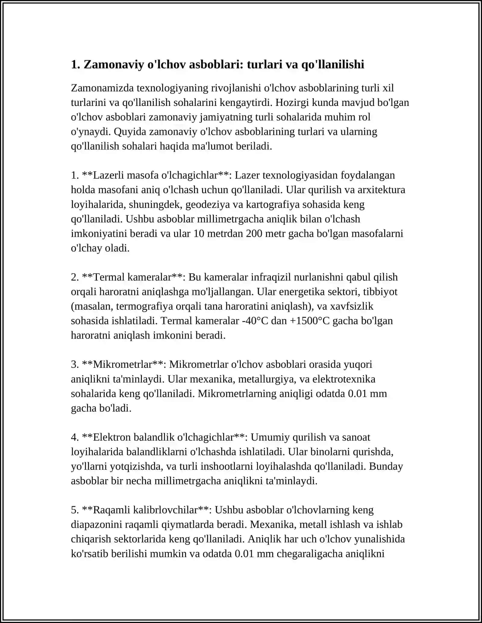 Zamonaviy O'lchov Asboblari va Ularning Tavsifi 3