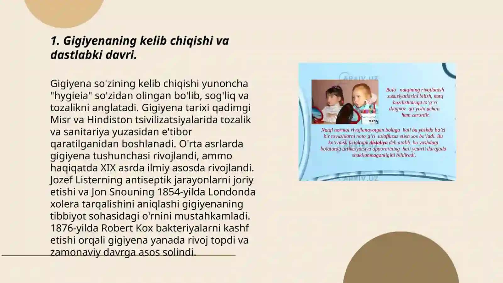 Gigiyenaning rivojlanish tarixi. OʻzRda gigiyena modulining shakllanishi va rivojlanishi 3