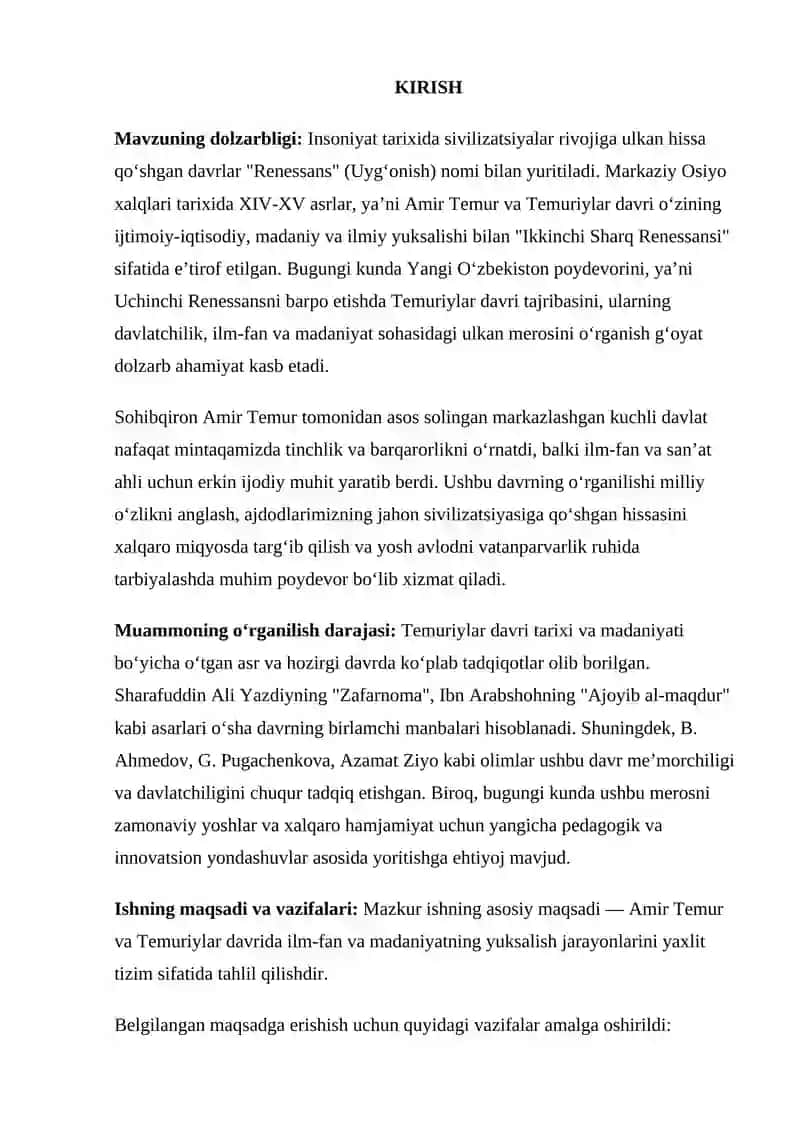 "AMIR TEMUR VA TEMURIYLAR DAVRIDA ILM-FAN VA MADANIYATNING YUKSALISHI" 3