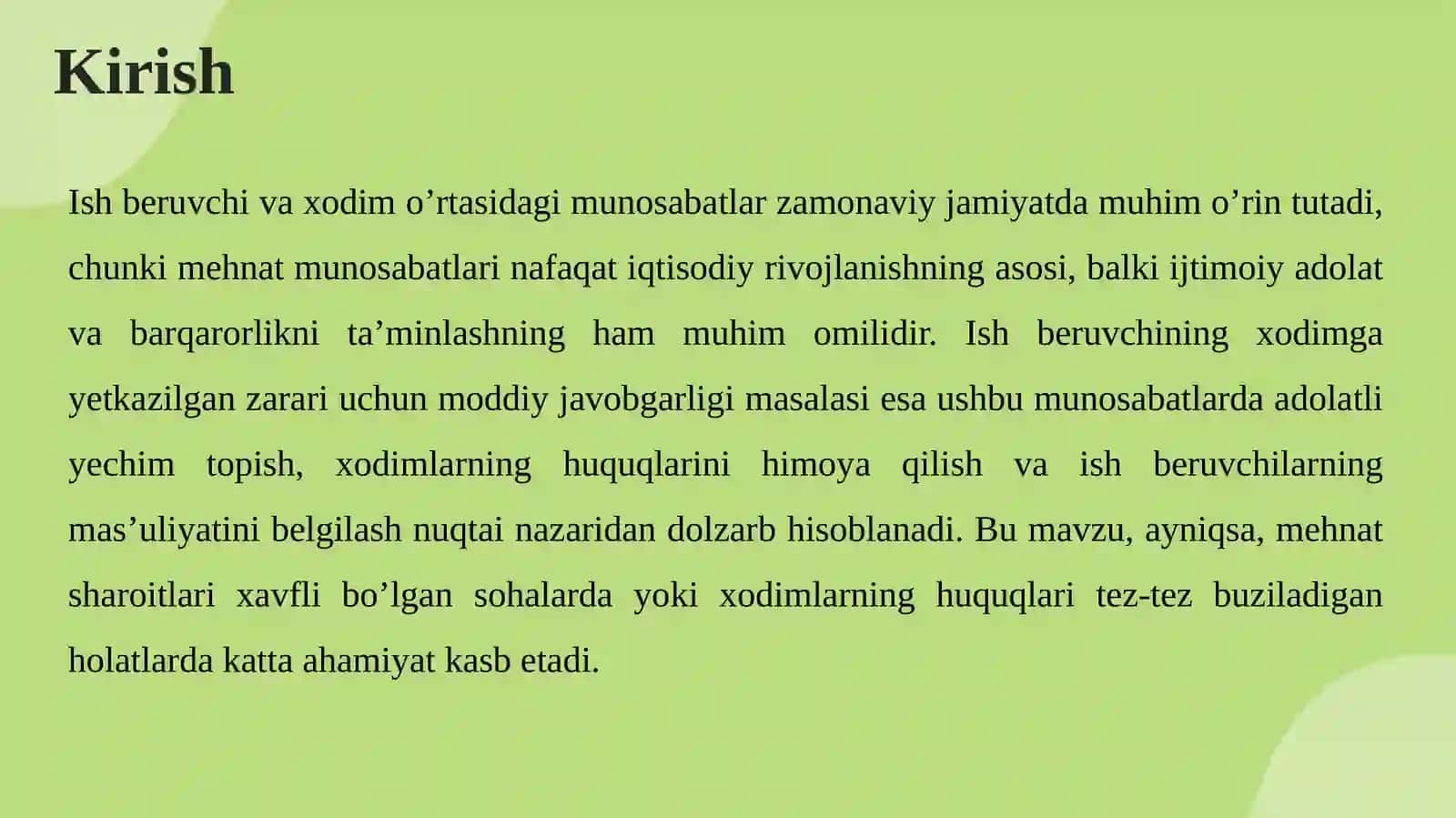 Ishberuvchining xodim gayet kazilgan zarari uchun moddiy javobgarligi 3